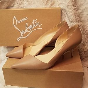 Christian Louboutin Nude metal kitten heel